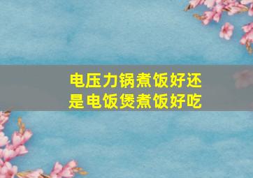 电压力锅煮饭好还是电饭煲煮饭好吃