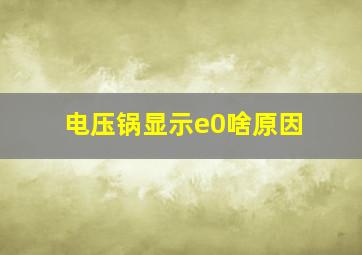 电压锅显示e0啥原因