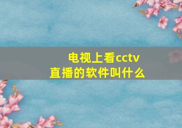 电视上看cctv直播的软件叫什么