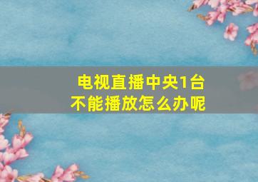 电视直播中央1台不能播放怎么办呢