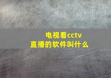 电视看cctv直播的软件叫什么