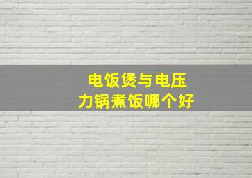 电饭煲与电压力锅煮饭哪个好