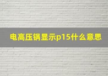 电高压锅显示p15什么意思