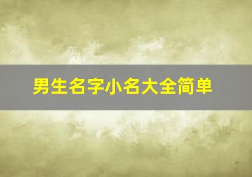 男生名字小名大全简单