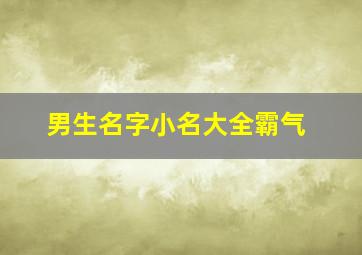 男生名字小名大全霸气