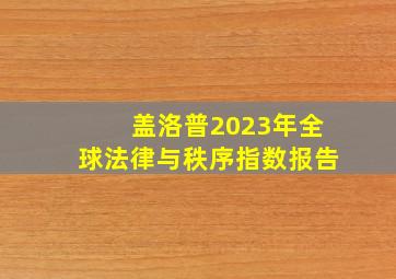 盖洛普2023年全球法律与秩序指数报告