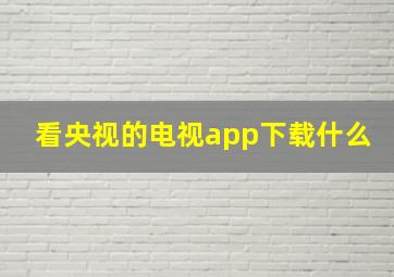 看央视的电视app下载什么