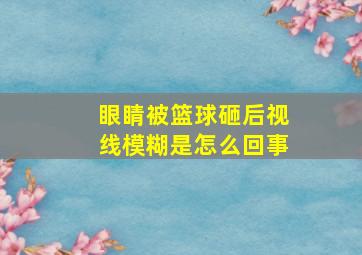 眼睛被篮球砸后视线模糊是怎么回事