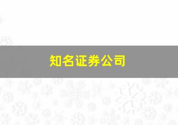 知名证券公司