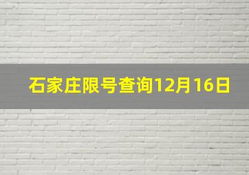 石家庄限号查询12月16日