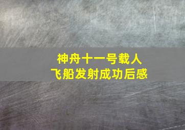 神舟十一号载人飞船发射成功后感