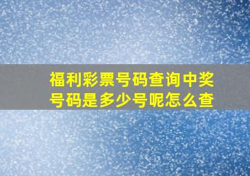 福利彩票号码查询中奖号码是多少号呢怎么查