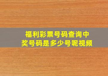 福利彩票号码查询中奖号码是多少号呢视频