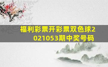 福利彩票开彩票双色球2021053期中奖号码