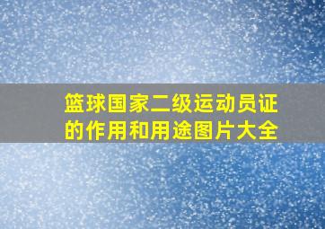 篮球国家二级运动员证的作用和用途图片大全