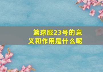 篮球服23号的意义和作用是什么呢