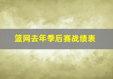 篮网去年季后赛战绩表