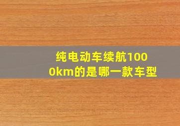 纯电动车续航1000km的是哪一款车型