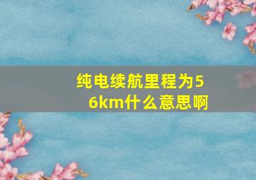 纯电续航里程为56km什么意思啊