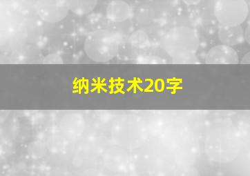 纳米技术20字