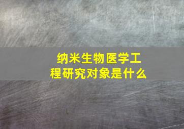 纳米生物医学工程研究对象是什么