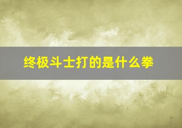 终极斗士打的是什么拳