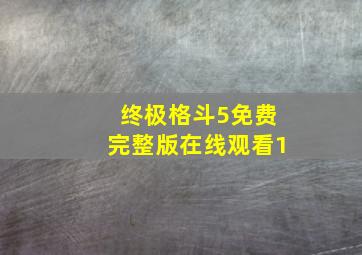 终极格斗5免费完整版在线观看1