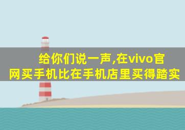 给你们说一声,在vivo官网买手机比在手机店里买得踏实