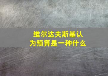 维尔达夫斯基认为预算是一种什么