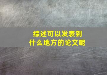 综述可以发表到什么地方的论文呢