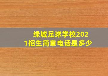 绿城足球学校2021招生简章电话是多少