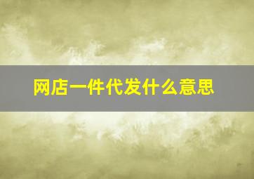 网店一件代发什么意思