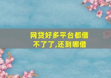 网贷好多平台都借不了了,还到哪借