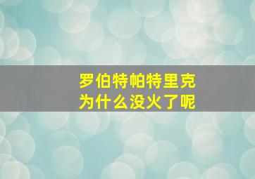 罗伯特帕特里克为什么没火了呢