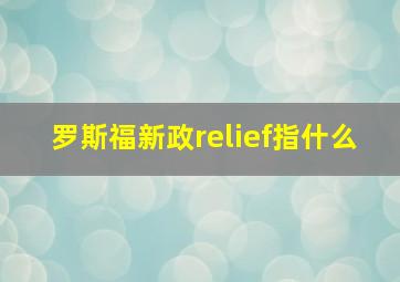 罗斯福新政relief指什么