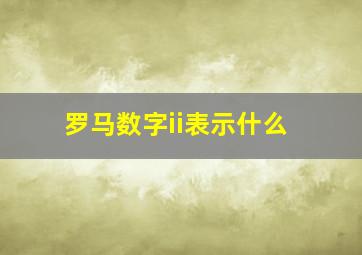 罗马数字ii表示什么