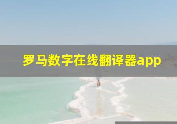 罗马数字在线翻译器app