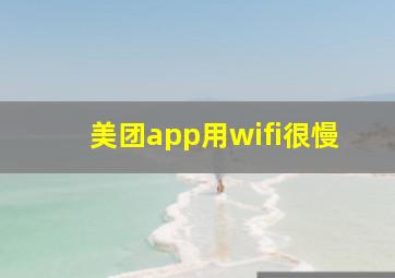 美团app用wifi很慢