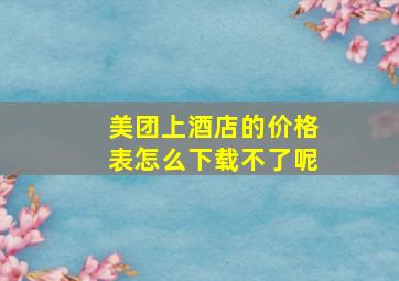 美团上酒店的价格表怎么下载不了呢