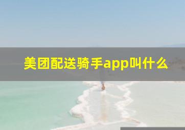 美团配送骑手app叫什么