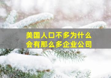 美国人口不多为什么会有那么多企业公司