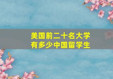 美国前二十名大学有多少中国留学生