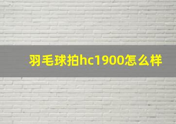 羽毛球拍hc1900怎么样