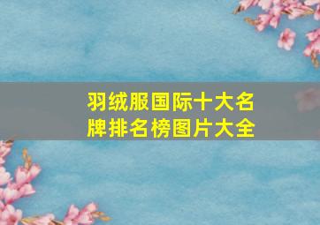 羽绒服国际十大名牌排名榜图片大全