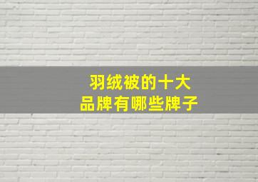 羽绒被的十大品牌有哪些牌子