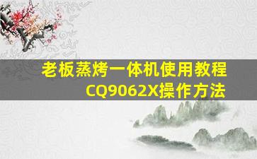 老板蒸烤一体机使用教程CQ9062X操作方法