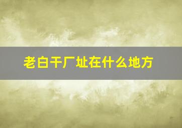 老白干厂址在什么地方