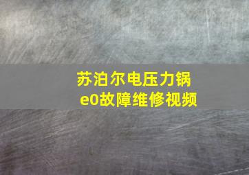 苏泊尔电压力锅e0故障维修视频