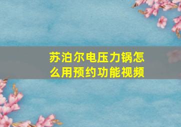 苏泊尔电压力锅怎么用预约功能视频