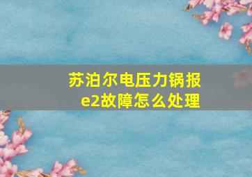 苏泊尔电压力锅报e2故障怎么处理